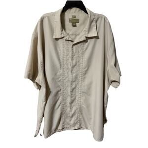 Cabana Sueded Men's Short Sleeve Shirt Button Up Sz 4XL Embroidered Tan